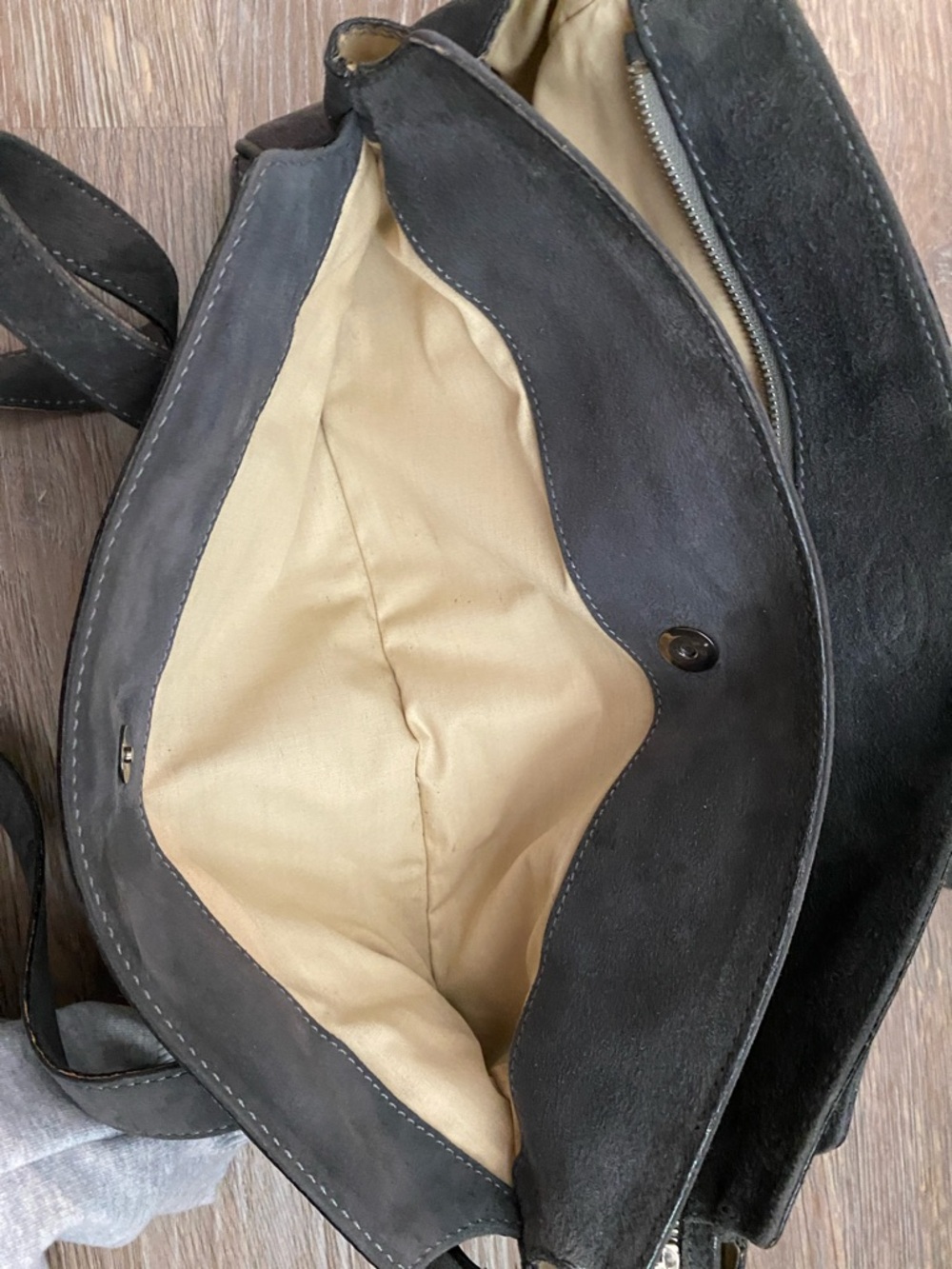 Tod's Dark Gray Suede Shoulder Bag - Picture 5 of 5